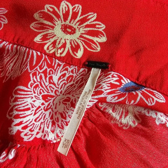 Free People Size XS Hawaiin printed v neck fit and Flare  viscose dress pocke… - Picture 11 of 11